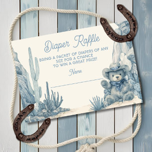 Toile Little Cowboy Teddy Bear Luier Raffle Kaart