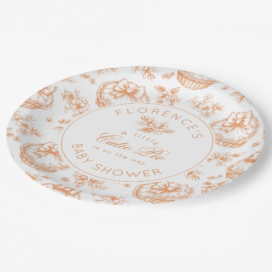 Toile Little Cutie Pie baby shower Papieren Bordje (Gekanteld)