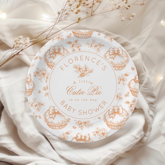Toile Little Cutie Pie baby shower Papieren Bordje