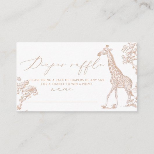 Toile Luier verloting ticket boho Safari Informatiekaartje (Voorkant)