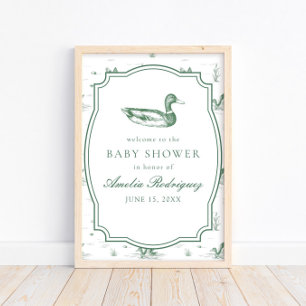 Toile Mallard Eend Geslacht Neutrale Baby Shower Poster