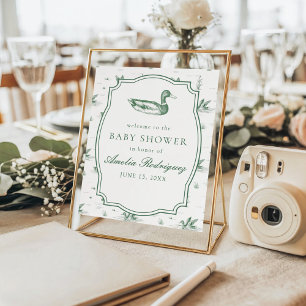Toile Mallard Eend Geslacht Onzijdige Baby Shower Poster