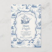 Toile Nautical Baby shower Diapper Raffle Informatiekaartje (Voorkant)