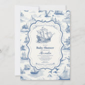 Toile Nautical Baby shower Kaart (Voorkant)