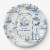 Toile Nautical Baby shower Papieren Bordje (Voorkant)