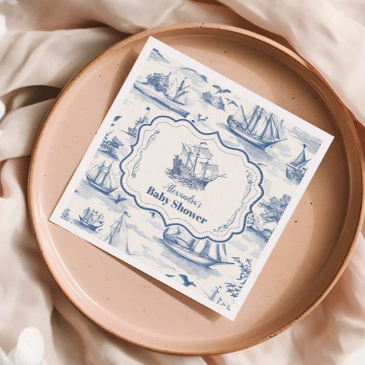 Toile Nautical Baby shower Servet
