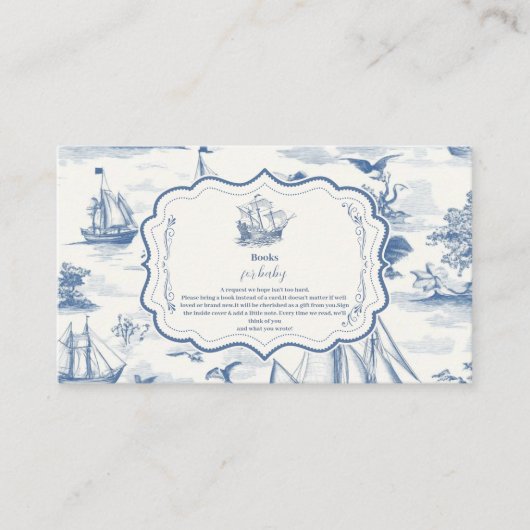 Toile Nautisch Baby shower Boeken voor Baby Informatiekaartje (Voorkant)
