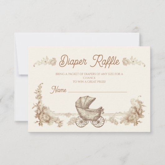 Toile Neutral Teddy Bear Luier Raffle Kaart (Voorkant)