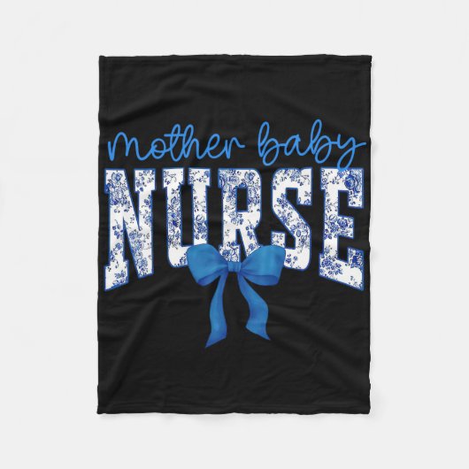 Toile Nurse Bow Blue Coquette Moeder Ba Fleece Deken (Voorkant)