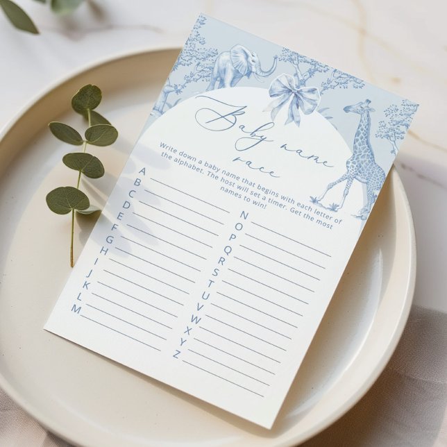 Toile Oerwoud Baby naam race baby shower spel (Creator heeft geüpload)