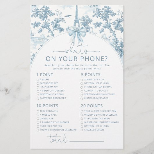 Toile Paris wat is er op je telefoon bruidsspel (Voorkant)