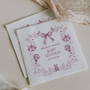 Toile Pastel Roze Retro Beer Knuffels Baby Shower Servet