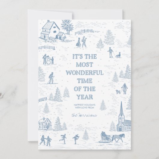 Toile Pattern Winter Wonderland Holiday Kaart (Voorkant)