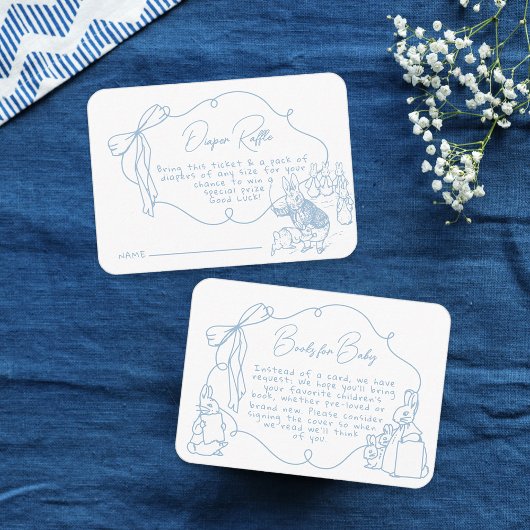 Toile Peter the Rabbit Beatrix Baby Shower Diaper Informatiekaartje