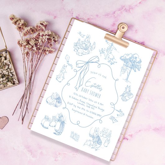 Toile Peter the Rabbit Beatrix Baby Shower Kaart