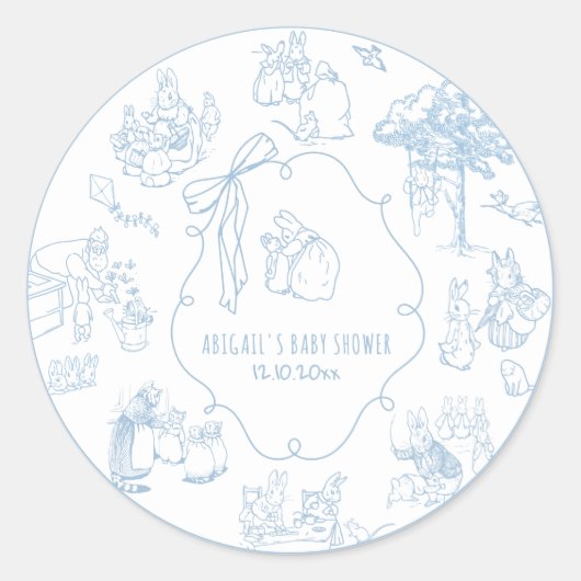 Toile Peter the Rabbit Beatrix Baby Shower Ronde Sticker (Voorkant)