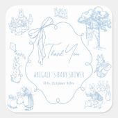 Toile Peter the Rabbit Beatrix Baby Shower Vierkante Sticker (Voorkant)