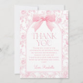 Toile Pink Bow Chinoiserie Girl Verjaardag Bedankkaart (Voorkant)