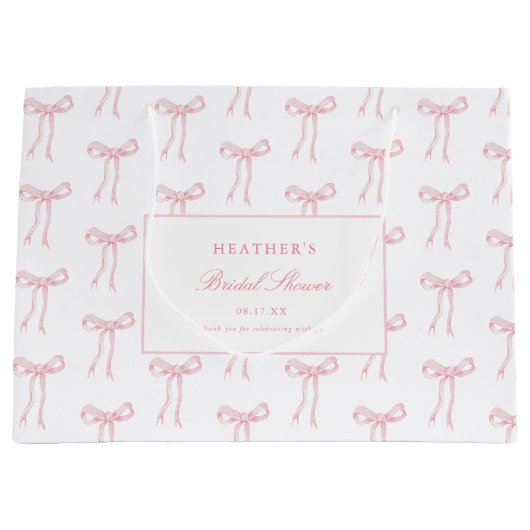 Toile Pink Bow Tying The Knot Blue Vrijgezellenfee Groot Cadeauzakje (Voorkant)