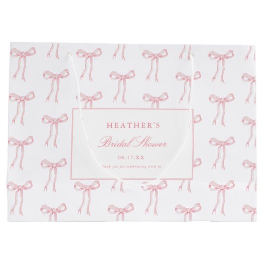 Toile Pink Bow Tying The Knot Blue Vrijgezellenfee Groot Cadeauzakje (Achterkant)