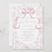 Toile Pink Bow Ze bindt het knoop Vrijgezellenfees Kaart (Voorkant)