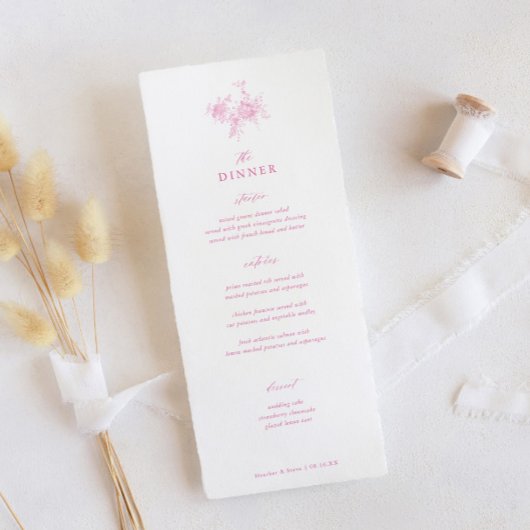 Toile Pink Classic Floral bruiloft diner Menu