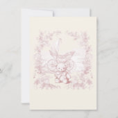 Toile Pink Floral Teddy Bear Carriage Baby shower Kaart (Achterkant)