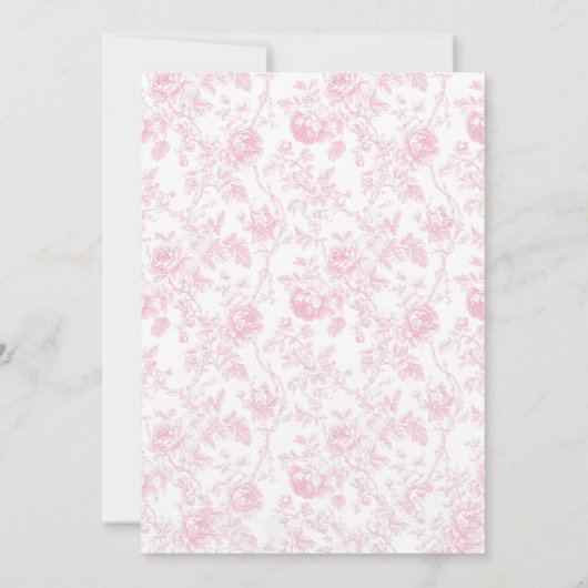 Toile Roze Bow Bloemen Baby shower Uitnodiging (Achterkant)