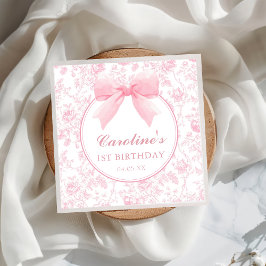 Toile Roze Bow Bloemen Chinoiserie Verjaardag serv Servet