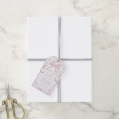 Toile Roze Bow Bloemen Huwelijk Welkom Gift Labels Cadeaulabel (Met Touw)