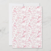 Toile Roze Bow Chinoiserie Bloemen Verjaardag Bedankkaart (Achterkant)