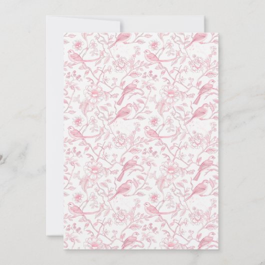 Toile Roze Bow Chinoiserie Bloemen Verjaardag Bedankkaart (Achterkant)