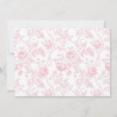 Toile Roze Bow Chinoiserie Meisje Verjaardagsfoto Bedankkaart (Achterkant)