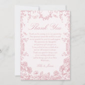 Toile Roze Chinoiserie Bloemen Trouwen Bedankkaart (Voorkant)