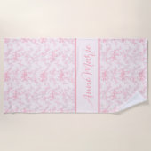 Toile Roze Coquette Bow Wedding Party Strandlaken (Voorkant)