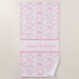 Toile Roze Coquette Bow Wedding Party Strandlaken