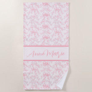 Toile Roze Coquette Bow Wedding Party Strandlaken