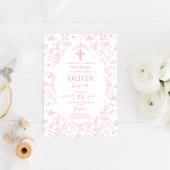 Toile roze doop meisje kaart