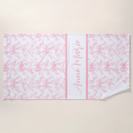 Toile Roze en Witte Coquette Bow Wedding Party Strandlaken