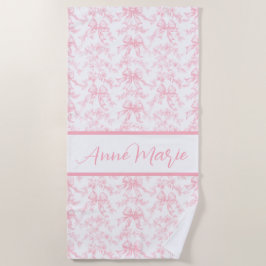 Toile Roze en Witte Coquette Bow Wedding Party Strandlaken