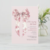 Toile Roze Flirterig Strik Bruidsdouche Kaart (Staand voorkant)