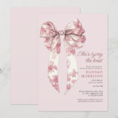 Toile Roze Flirterig Strik Bruidsdouche Kaart (Voorkant / Achterkant)
