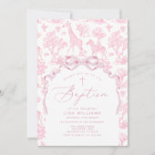 Toile Roze Meisje Doop Safari Chinoiserie Kaart (Voorkant)