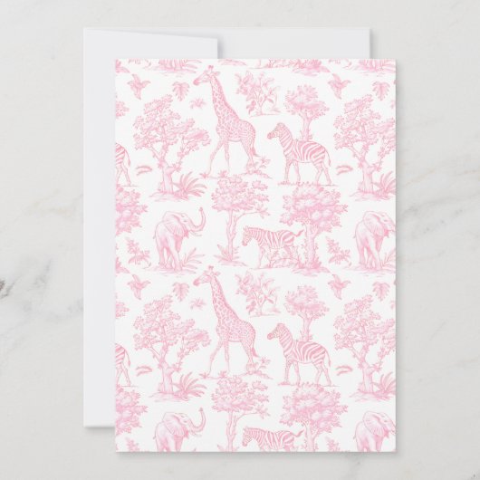 Toile Roze Meisje Doop Safari Chinoiserie Kaart (Achterkant)