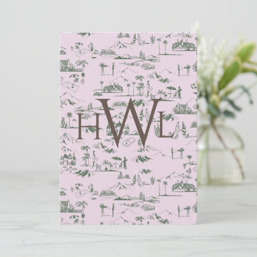 Toile Roze Modern Bridal Shower Kaart (Staand voorkant)