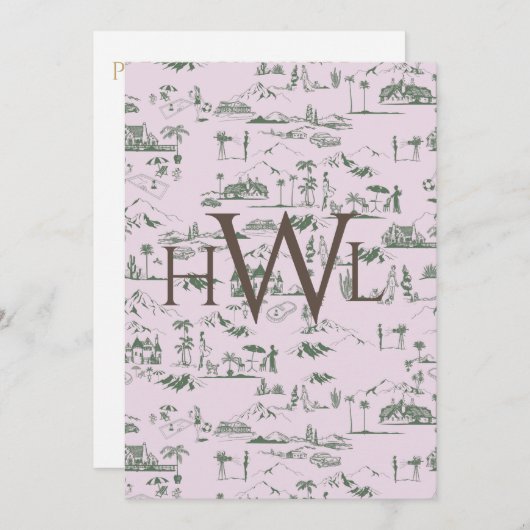 Toile Roze Modern Bridal Shower Kaart (Voorkant / Achterkant)