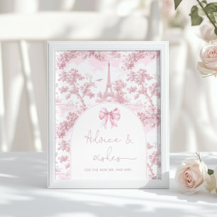 Toile roze Parijs advies en wensen voor Jonggehuwd Poster