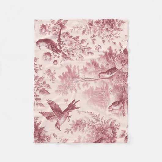 Toile Roze vintage Fleece Deken (Voorkant)