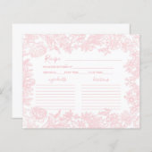 Toile  roze Vrijgezellenfeest Recept Kaart (Voorkant / Achterkant)