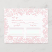 Toile  roze Vrijgezellenfeest Recept Kaart (Voorkant)